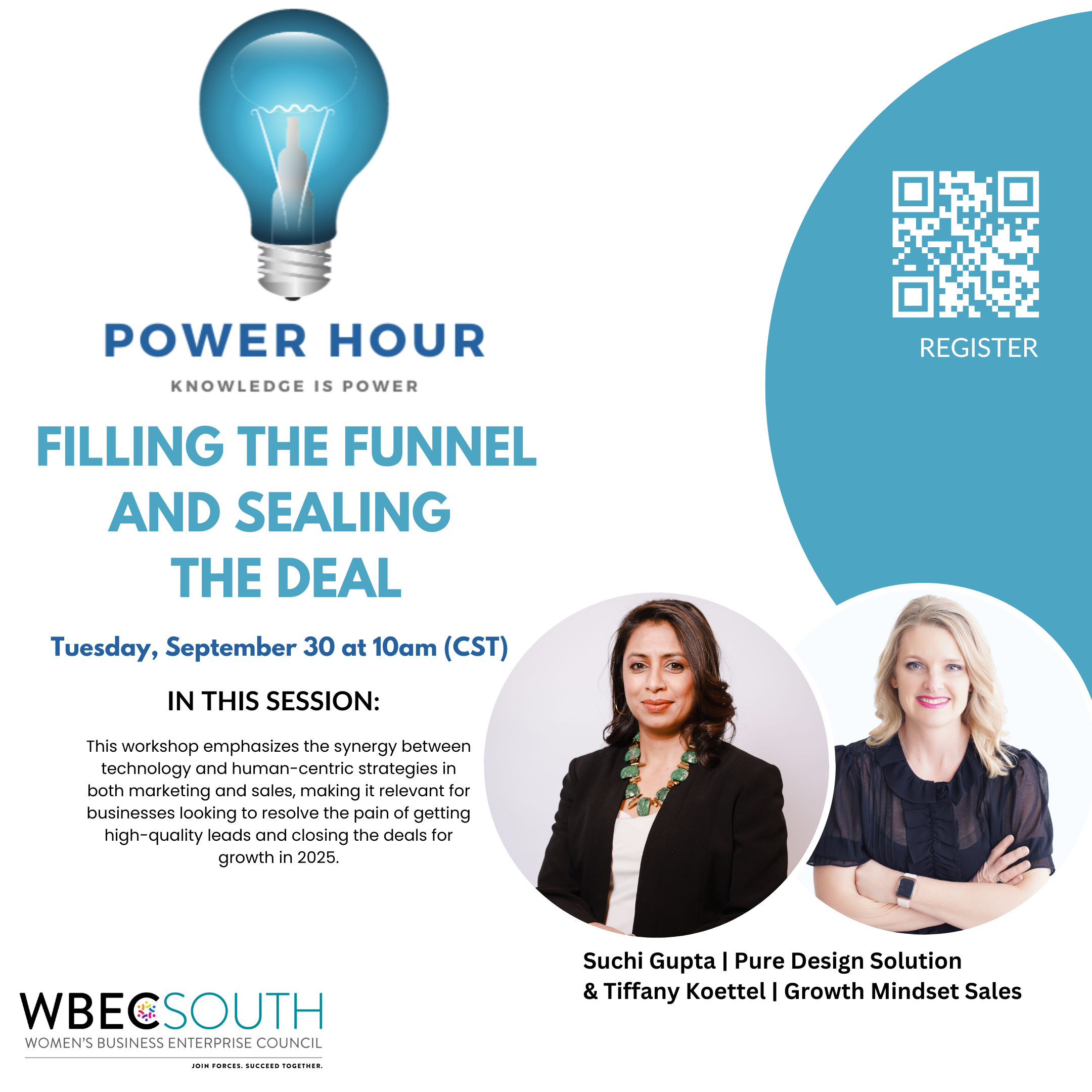 Filling the Funnel and Sealing the Deal Power Hour on September 30 Graphic